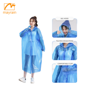 Tragbare Kunststoff-<span class=keywords><strong>Rian</strong></span>-Mantel Pe Regen bekleidung Pe Regen Poncho wasserdichte Regen bekleidung mit Kapuze Outdoor wasserdichten Mantel - Product Image 5