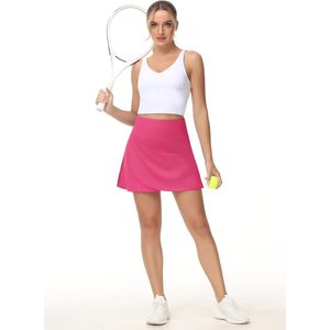 Jupe de tennis pour femme FOXA à taille haute, asymétrique, plissée, avec ourlet croisé et short intégré, séchage rapide - Product Image 6