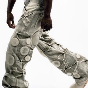 Pantalones Vaqueros Anchos de Mezclilla Lavada a la Piedra, Estilo Hip Hop Vintage de Alta Calidad, Personalizados, para Hombre - Product Image 5