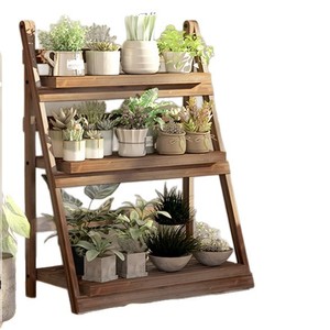 Étagère à plantes en bois à 3 niveaux, autoportante et pliable, pour balcon, salon, présentoir pour plantes succulentes - Product Image 4