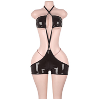 Ensembles de vêtements de danse exotique : shorts, bodys à bretelles en vinyle effet mouillé, culottes string, pour la pole dance, les spectacles sur scène et les tenues de club