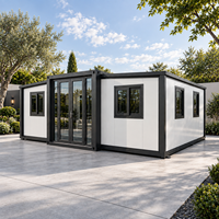 Unité d'habitation extensible avec conception à double aile, maison conteneur préfabriquée et construction modulaire pliable