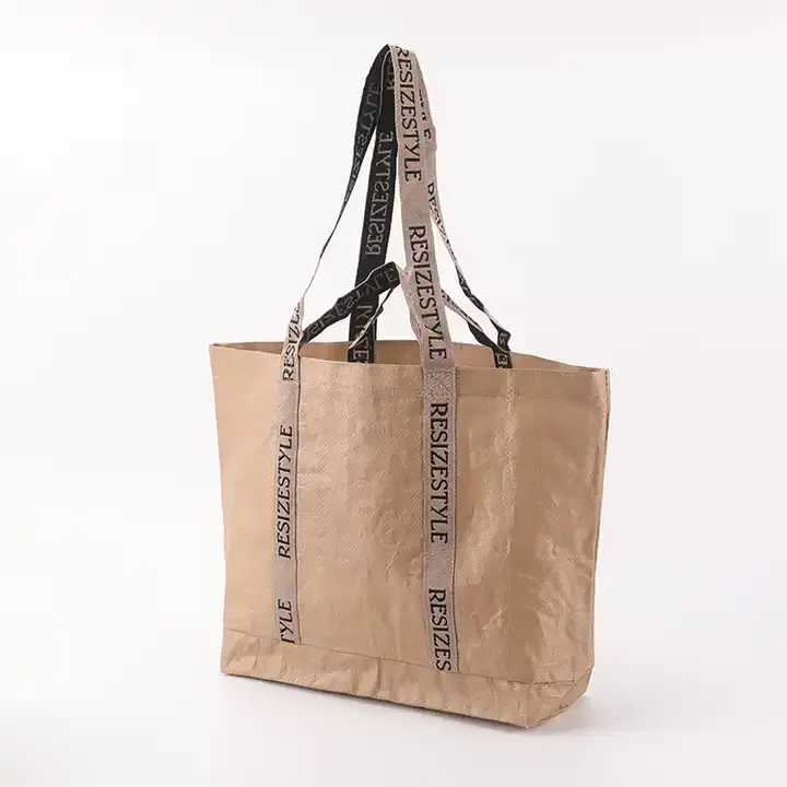 Borsa Tote di grandi dimensioni in tessuto pp con doppio manico laminato materiale PP ricamo personalizzato Logo su manici Design con motivo lettera