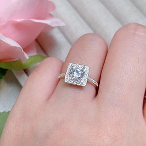 Hoge Kwaliteit 1/1.5/2/3/4ct Moissanite Trouwringen S 925 Vierkante Halo Verlovingsringen Premium Belofte Eternity Ring Voor Vrouwen - Product Image 1
