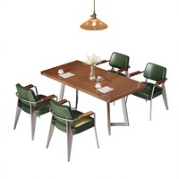 Combinaison table et chaises de salle à manger occidentale haut de gamme en bois massif, style minimaliste, personnalisable, origine Fujian, usage commercial, restaurant