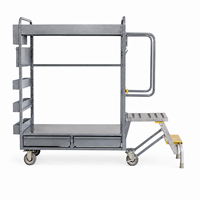 Chariot de picking d'entrepôt robuste personnalisé avec marches, chariot de picking en acier, équipement de manutention, OEM ODM