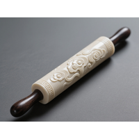 Rouleau à pâtisserie en bois gaufré 35/43 cm, styles multiples, esthétique créative, outils de cuisson en bois, bâton à raviolis sculpté