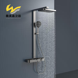 Vimijia Douche de luxe murale réglable eau chaude et froide, grande barre de douche carrée avec pulvérisation supérieure, accessoires de salle de bain - Product Image 2