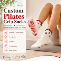 Chaussettes de yoga antidérapantes pour femmes, en coton doux et respirant, mi-mollet, à volants, avec logo personnalisé, pour barre, danse et Pilates