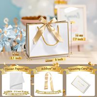 Sacs cadeaux en papier blanc avec poignées, sacs cadeaux avec ruban pour mariage, anniversaire, baby shower, demoiselle d'honneur, fête