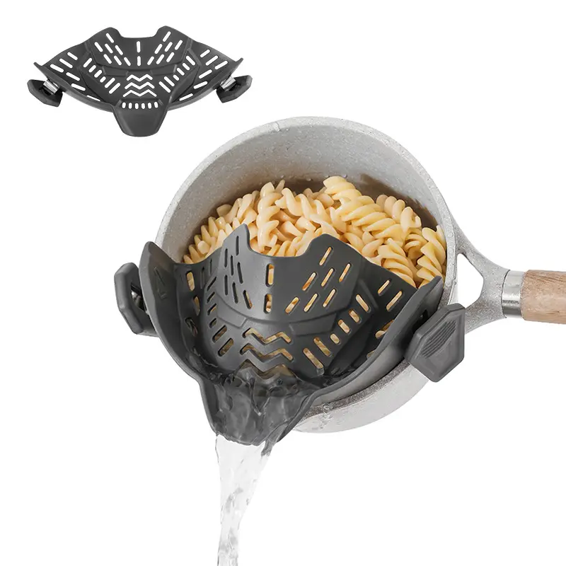 Hot Selling Pot Strain Colander Clips Kitchen adjustable Strainers Pasta Drainer Universal Food Clip On Silicone Strainer