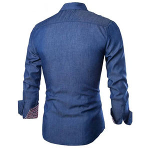 Moda da <span class=keywords><strong>uomo</strong></span> in Denim <span class=keywords><strong>Jeans</strong></span> <span class=keywords><strong>camicia</strong></span> Casual autunno manica lunga <span class=keywords><strong>Slim</strong></span> <span class=keywords><strong>Fit</strong></span> camicie in cotone per <span class=keywords><strong>uomo</strong></span> <span class=keywords><strong>uomo</strong></span> Top - Product Image 4