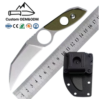Couteau tactique EDC à lame fixe Wharncliffe Drop Point, acier inoxydable 8CR13MOV, manche G10 avec anneau de maintien, 18 cm