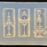 Kit de moules en silicone 3D pour nail art, motif bougeoir vintage, transparent, style gothique baroque en relief, outil de décoration DIY pour manucure