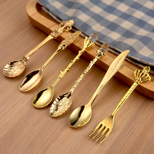 Set di 6 Forchette per Frutta e Cucchiaini da Caffè/Dessert Vintage Palace in Lega di Zinco <span class=keywords><strong>Oro</strong></span> Rosa, Eco-Friendly, Regalo Aziendale, Stile Retrò - Product Image 3