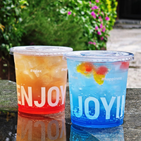Vente en gros de gobelets jetables en plastique PET transparent pour desserts, milkshakes, smoothies, café et thé, avec couvercle, 12 oz, 16 oz, 18 oz