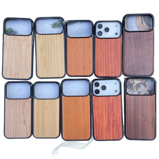 Factory Price 2026 Nature Wooden Phone Case Real Wood Blank Cell Cover for IPhone 17 Air 17 Pro Max 16 Case