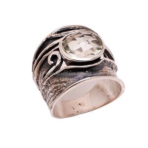 Bagues en quartz rose naturel 925 bijoux en gros en argent sterling fabricant de bagues en argent fin fait main indien - Product Image 1