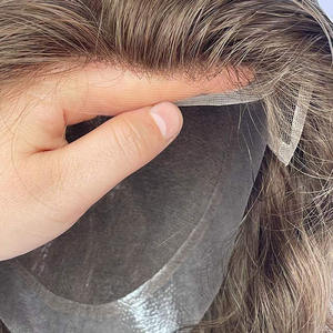 Rambut Palsu Lace Toupee dengan Garis Rambut Alami, French Lace Front, Bleached, Semua Rambut Asli Manusia, Sistem Penggantian Rambut untuk Pria, Toupee Protesis - Product Image 2