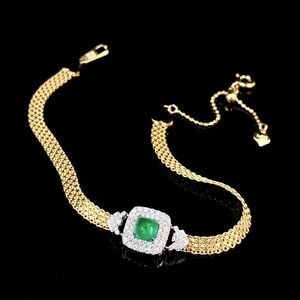 Xinfly Certificate Luxury 0.4ct Genuine Natural Emerald Stone 0.22ct Diamond <b>Gemstone</b> <b>Bracelet</b> 18k Real Gold Mesh Chain Jewelry - Product Image 1