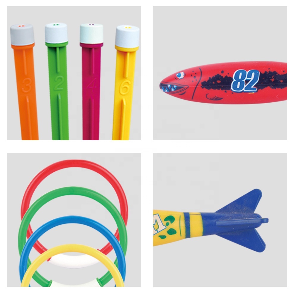 Set de jouets de plongée pour piscine – bâtons, torpilles et anneaux Set de jouets de plongée pour piscine – bâtons, torpilles et anneaux