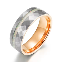 Bijoux Gentdes 2026, bijoux tendance, anneaux en tungstène de 8 mm pour hommes et femmes, motif martelé, incrustation d'opale concassée, bague de fiançailles et de mariage