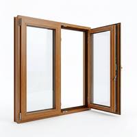 Ventanas de Doble Acristalamiento con Aislamiento Térmico y Acústico, Ventanas de Madera Revestidas de Aluminio, Marcos de Madera, Ventanas Abatibles de Madera