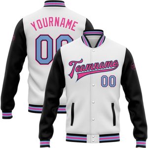 Custom <b>White</b> Varsity Baseball <b>Jacket</b> Leather Sleeve Personalized Letterman <b>Jacket</b> Stitched Name Number Logo Unisex Adult - Product Image 1