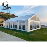 Tente de salon professionnelle en forme de A, capacité 100 personnes, 20x50m, avec toit transparent, structure en alliage d'aluminium robuste, pour stand de vente intérieur