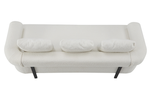 Modern Square 3-Seater Beige Upholstered <b>Sofa</b> Set Oversized Comfy with 3 Plush <b>Pillows</b> for Apartment & Villa Living Room Bedroom - Product Image 3