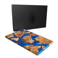 Planche à découper rectangulaire en bois d'olivier et résine, faite à la main, durable, épaisseur 2,0 cm, plateau de service pour charcuterie et fromages, cadeau de cuisine de luxe