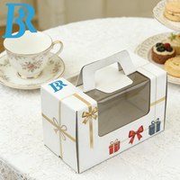 Boîte cadeau blanche personnalisée avec fenêtre transparente pour chapeaux et casquettes, boîte à friandises, fruits, raisins, boîtes à poignée en carton ondulé.