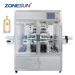 ZONESUN ZS-YTZL8A vuoto automatico 8 teste birra olio essenziale profumo liquido bottiglie di riempimento macchina con coperchio antipolvere