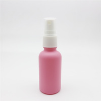 Flacon compte-gouttes rond en verre rose mat avec bouchon en métal doré pour cosmétiques, huiles essentielles et sérums – Emballage en verre 30ml 50ml
