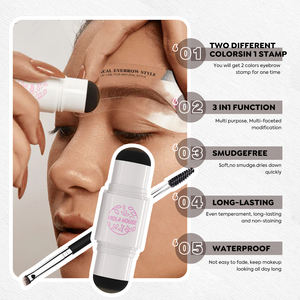 <strong>Eyebrow</strong> <strong>Stencils</strong> Brow and Hairline Hair Thickening Brow Powder Fiber 4 Color Double Head Brow Stamp and <strong>Stencil</strong> <strong>Kit</strong> - Product Image 2