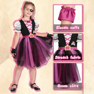 बच्चों की समुद्री डाकू पोशाक पोशाक लड़कियों के साथ पार्टियों के लिए कॉस्प्ले ड्रेस-अप स्कर्ट - Product Image 5