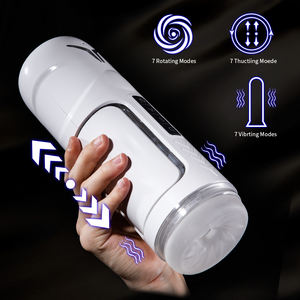 Masturbatore Telescopico Rotante con Vibrazione e Ricarica USB per Uomini - Bianco, Giocattolo Sessuale per Adulti - Product Image 4