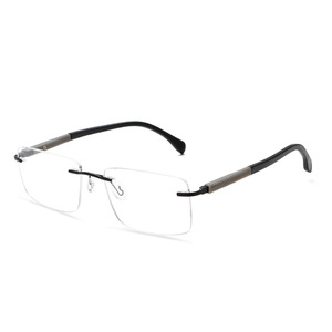 Lunettes de vue rectangulaires sans monture en métal gris pour homme, avec monture antidérapante, pour usage professionnel, numéro de pièce 2042 - Product Image 2