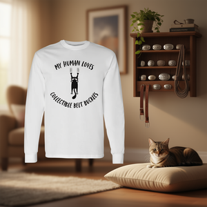 T-shirt à manches longues pour les propriétaires de chats, avec la phrase « Mon humain aime les boucles de ceinture de collection » - Product Image 3