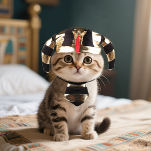 गोल्ड फिरौन एजिप्टियन डिजाइन हेलोलीन शीतकालीन पर्यावरण के अनुकूल पॉलिएस्टर कुत्ते पार्टी टोपी ठोस पैटर्न प्रिंट एक्सेसरी - Product Image 1