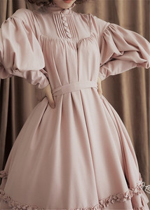 Abito Lolita da donna COS Clothing nuovo stile, a maniche lunghe, ampio, con colletto alla coreana <span class=keywords><strong>e</strong></span> maniche a lanterna in pizzo - Product Image 6