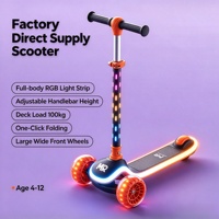 Nouvelle trottinette 3 roues pour enfants, pliable en un clic, guidon réglable sur 4 niveaux, 20 couleurs dégradées, lumière et musique, trottinette pour grands enfants