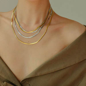 Collar de doble capa de acero inoxidable 316L personalizado, chapado en oro PVD de 14K y 18K, joyería fina de moda para mujer. - Product Image 2