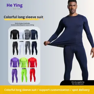 Conjunto Deportivo para Hombre, Colorido, Otoñal, Manga Larga, Ajustado, Transpirable, de Secado Rápido, con Estampado de Leopardo y Cintura Elástica - Product Image 5