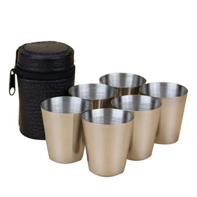 6ピース/セット30ミリリットルTravel Outdoor Stainless Steel Cups Shot Glass Set Mini Glasses For Whisky Wine