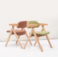 Chaise pliante en bois rembourrée douce avec siège et dossier rembourrés confortables Cadre et accoudoirs en bois naturel pour bureau à domicile