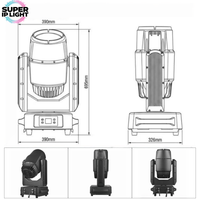 Projecteur à faisceau mobile extérieur 380W IP65 540 ° Pan 270 ° Projecteur de scène DMX512 à moteur triphasé inclinable