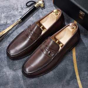 Handcrafted High Quality Retro Casual <b>Shoes</b> Rounded Toes Men's Wedding Banquet Dress Waterproof <b>Height</b> <b>Increasing</b> Slip-On Autumn - Product Image 6