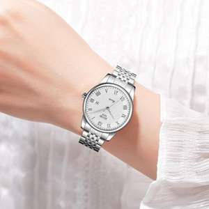 Montres <span class=keywords><strong>Skmei</strong></span> 9058 pour les amoureux des affaires, marque haut de gamme, bracelet en cuir véritable, couple, étanche, quartz, montre-bracelet en acier inoxydable pour femmes et hommes - Product Image 5