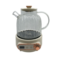 Bouilloire électrique multifonction 1L 450W avec contrôle de la température |   Bouilloire en verre pour faire bouillir, faire mijoter, infuser du thé aux fleurs, du gingembre, du ginseng
